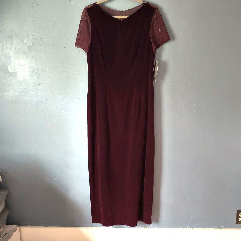 Maggy London Long Velvet Dress NEW Red 14 Lace Evening Holiday Fairy Whimsigoth